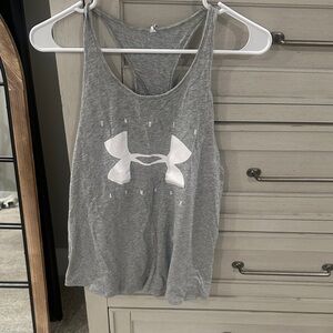 Under Armour Gray Racerback Tank with White Logo